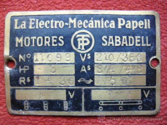 Affiches: LA ELECTRO MECANICA PAPELL. MOTORES SABADELL. .. ENVIO GRATIS&iexcl;&iexcl;&iexcl;