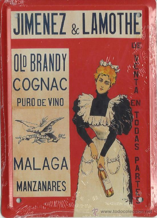 Posters: CARTEL MET&Aacute;LICO. OLD BRANDY, COGNAC PURO DE VINO. MALAGA 12,5 X 17,5 CM.
