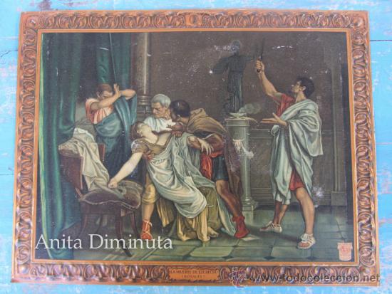 Posters: ANTIGUO CARTEL DE CHAPA DE PUBLICIDAD DE HIJOS DE G. BERTRAN - A&Ntilde;O 1932 - LA MUERTE DE LUCRECIA - RO