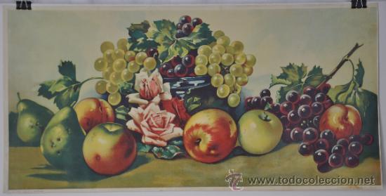 Carteles: L&aacute;mina antigua de bodeg&oacute;n de frutas. - Foto 1