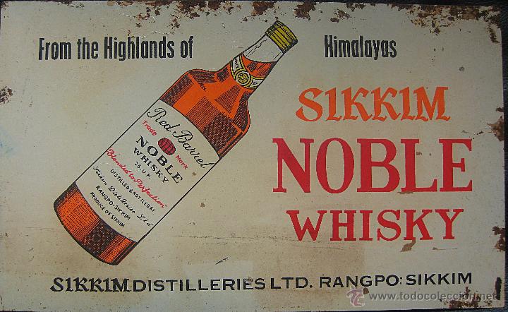 Posters: Cartel met&aacute;lico usado de Whisky de la India 25X15 cent&iacute;metros chapa