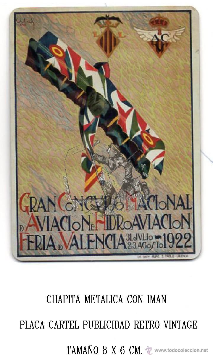 Affiches: 1142 VV CHAPITA METALICA GRAN CONCURSO AVIACION FERIA VALENCIA PLACA FACSIMIL EKL V3