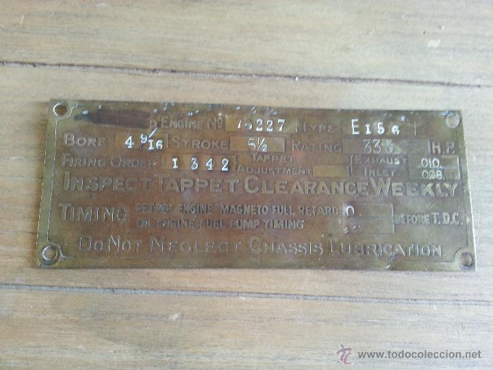 Carteles: ANTIGUA CHAPA CON DATOS TECNICOS DE MOTOR - Foto 1
