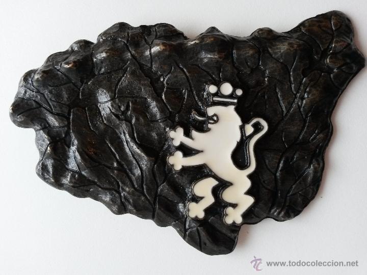 Affiches: Metal con el mapa provincia de leon de 13 x 9,5 cms