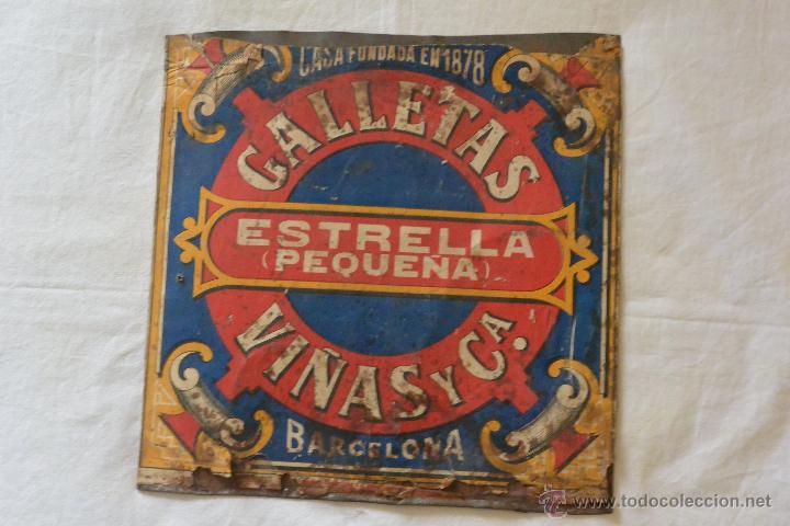 Plakate: CHAPA LATA CON PUBLICIDAD GALLETAS ESTRELLA