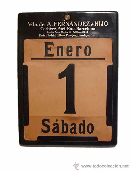 ANTIGUO CALENDARIO PERPETUO DE PARED METAL LITOGRAFIADO Y ESMALTADO CON  PUBLICIDAD-AÑOS 40