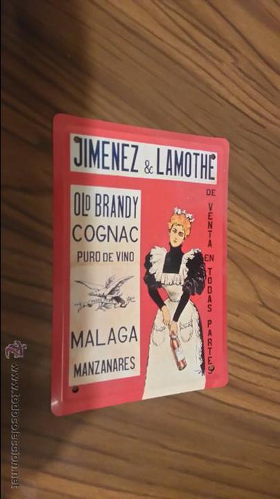 Affiches: CARTEL PUBLICITARIO MET&Aacute;LICO 12 X 18. JIMENEZ Y LAMOTHE. BUEN ESTADO