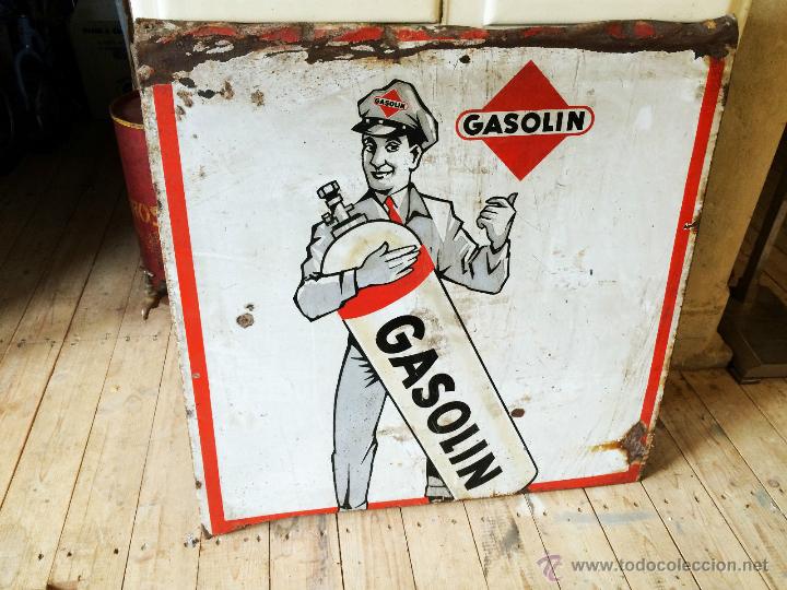 Carteles: placa esmaltada GASOLIN. 1930 - Foto 1