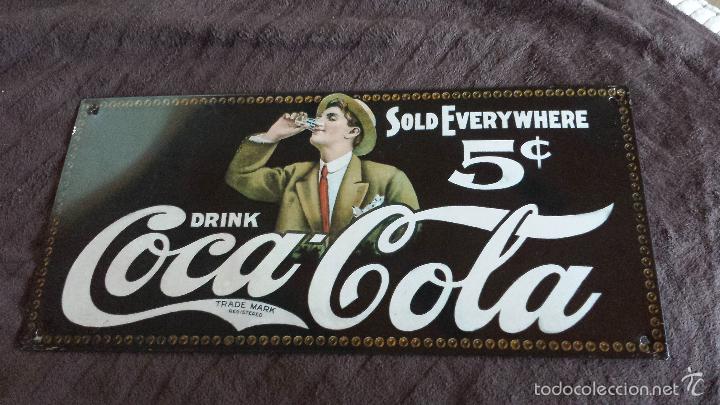 Posters: CARTEL DE CHAPA PUBLICITARIO MARCA REFRESCOS COCA COLA