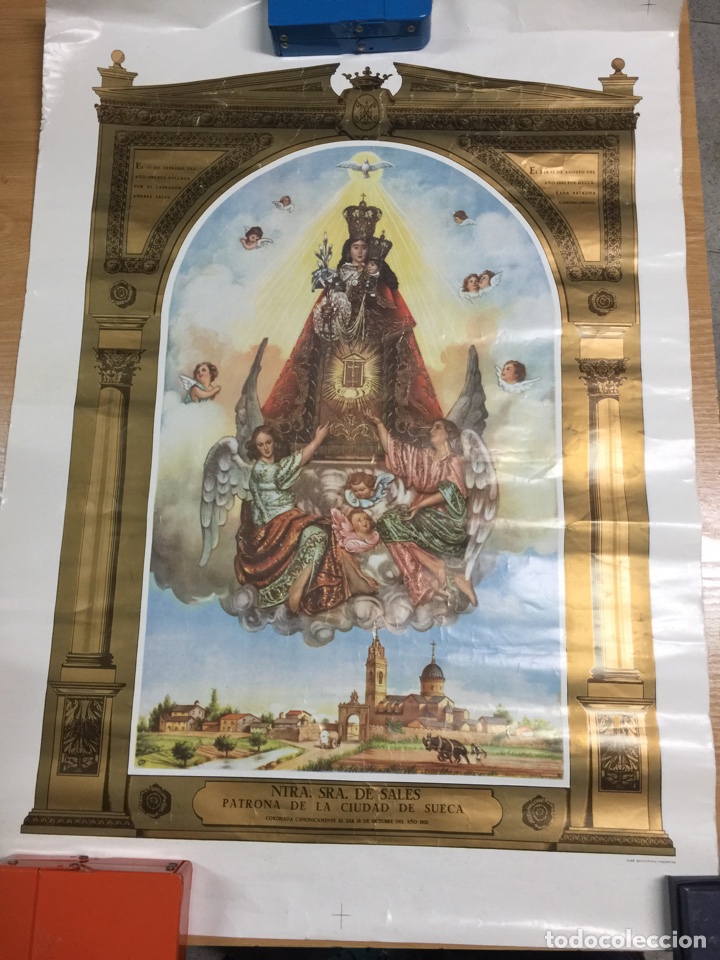 Posters: SUECA. NUESTRA SE&Ntilde;ORA DE SALES. CARTEL DEL DIA DE SU CORONACI&Oacute;N A&Ntilde;O 1952. ENMARCADO CON CRISTAL.