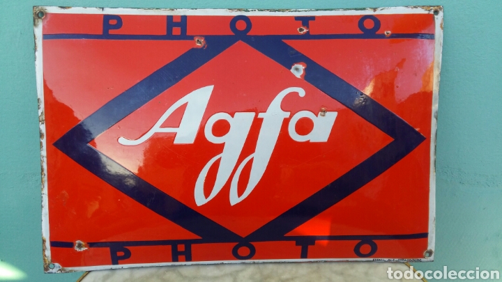 Carteles: Chapa - placa esmaltada abombada Agfa - Foto 1