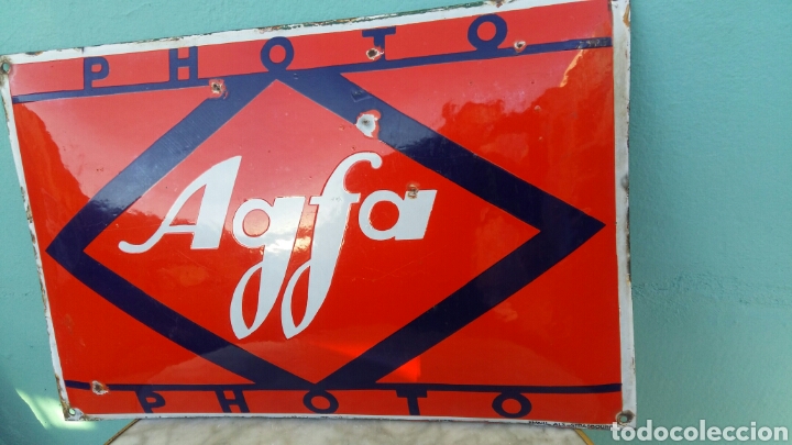 Carteles: Chapa - placa esmaltada abombada Agfa - Foto 3