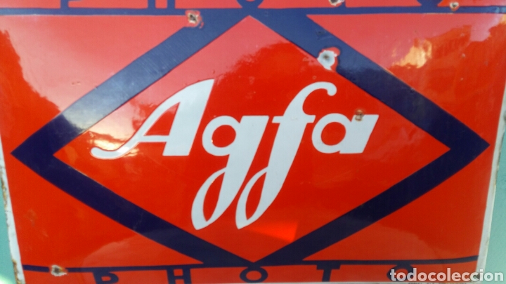 Carteles: Chapa - placa esmaltada abombada Agfa - Foto 5