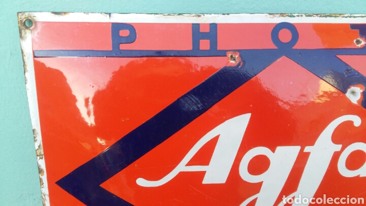 Carteles: Chapa - placa esmaltada abombada Agfa - Foto 6