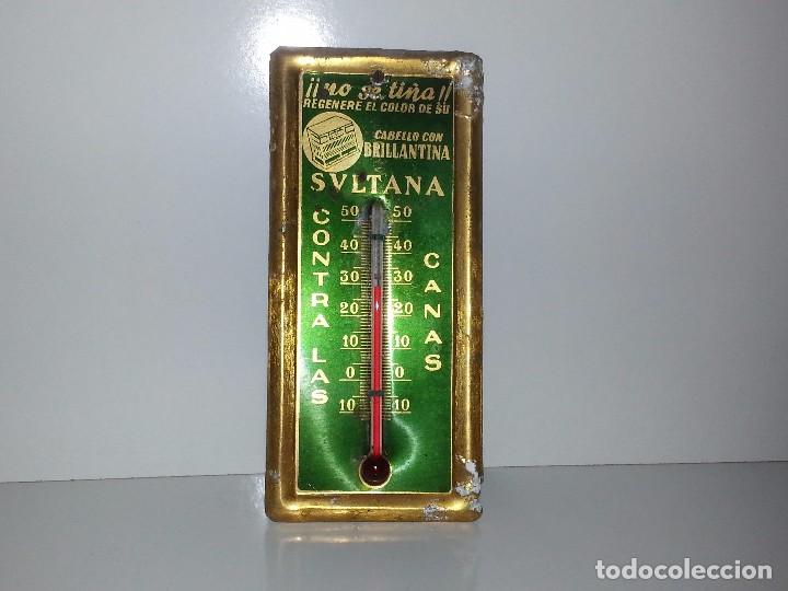 Affiches: ANTIGUO CARTEL TERMOMETRO PUBLICITARIO DE CABELLO CON BRILLANTINA SULTANA NO SE TI&Ntilde;A A&Ntilde;OS 50