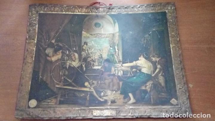 Affiches: CHAPA LITOGRAFIADA ANTIGUA DEL CUADRO HILANDERAS DE VELAZQUEZ DE 42 CMS. DE LARGO X 32 DE ALTO