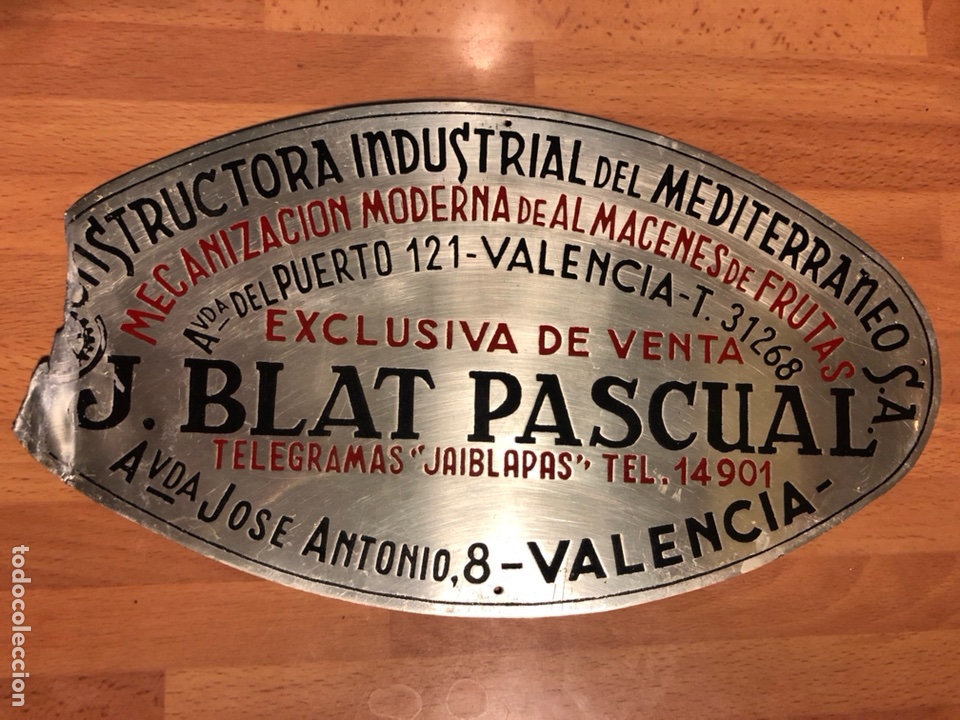 Affiches: Chapa publicidad blat pascual.constructora industrial valencia