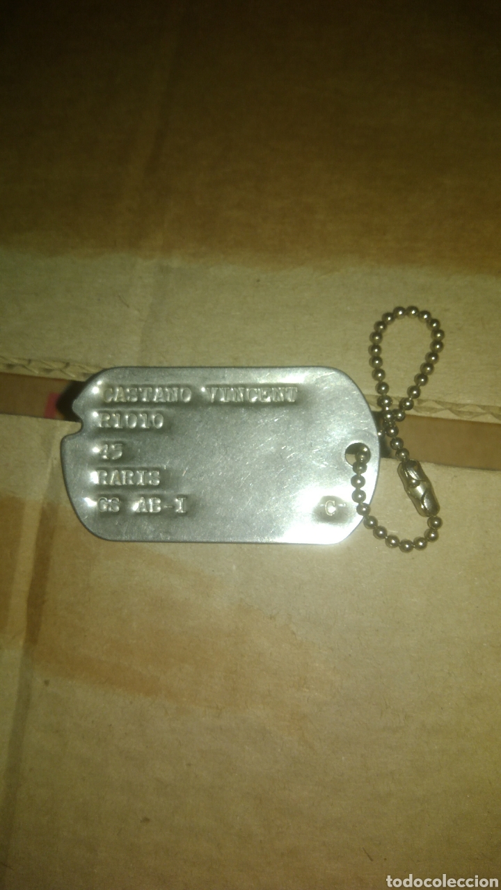 Posters: Chapa placa de soldado de EEUU que particip&oacute; en la lI guerra mundial.