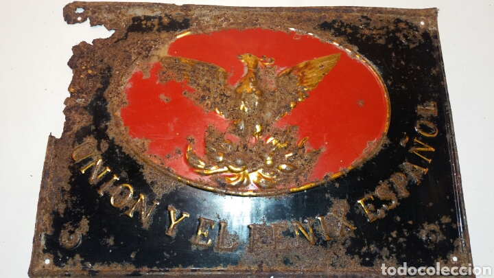 Plakate: Muy antigua Cartel chapa Placa Publicidad Seguros La Uni&oacute;n y el F&eacute;nix Espa&ntilde;ol