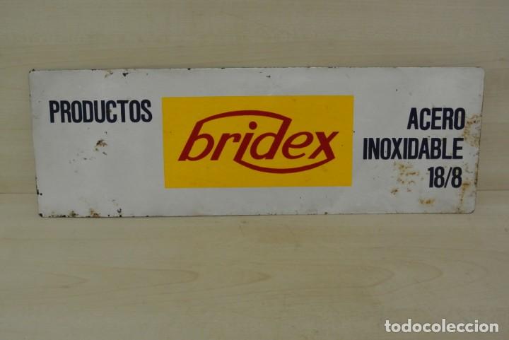 Plakate: CARTEL DE CHAPA LITOGRAFIADO PRODUCTOS BRIDEX