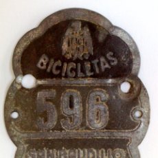 Carteles: CHAPA MATRICULA BICICLETAS,AÑO 1942 DE SAN BAUDILIO LLOBREGAT (7 X 5CMS.). Lote 49180813