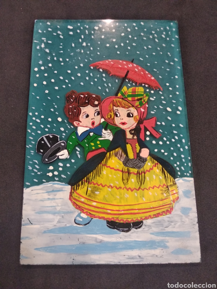 Plakate: Dibujo esmaltado pintado en cristal.