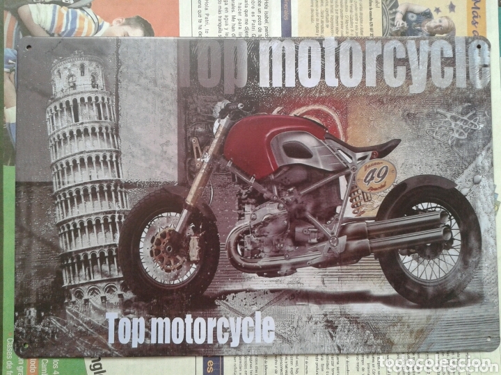 Carteles: CARTEL DE CHAPA TOP MOTORCYCLE - Foto 1