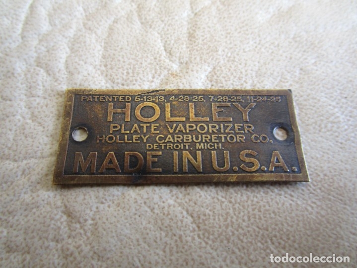 Posters: Antigua chapa holley carburador made in u.s.a.