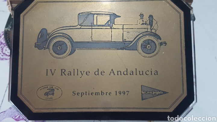 Affiches: IV RALLYE DE ANDALUC&Iacute;A. PLACA DE LAT&Oacute;N GRABADA AL &Aacute;CIDO. 1997. VETERAN CAR CLUB ESPA&Ntilde;A