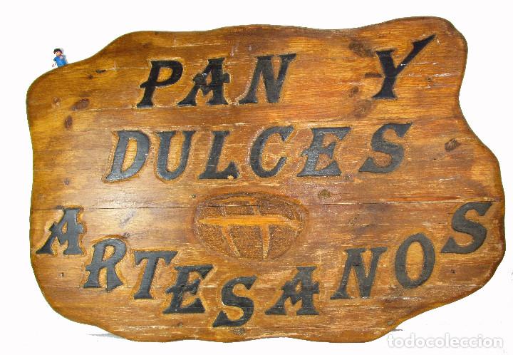 enorme cartel en madera tallada pan y dulces ar - Buy Antique posters,  enameled and lithographed plates and mirrors on todocoleccion