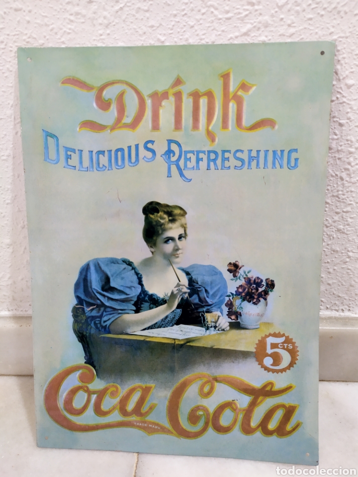 Affiches: PLACA COCA COLA. ESTILO VINTAGE REPRODUCCION. MUJER ESCRITORA