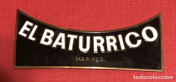 Posters: Publicidad; bebida. Placa esmaltada de vino El Baturrico.