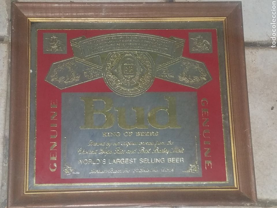 Plakate: Cuadro espejo publicidad cerveza Bud Genuine Beer Americano.