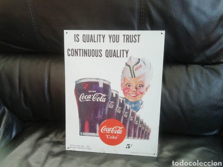 Plakate: Raro cartel en chapa de Coca Cola. Mide en cms(18x35)
