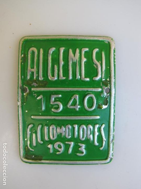 Affiches: 2- Chapa arbitrio ciclomotores Algemes&iacute; Valencia 1.973