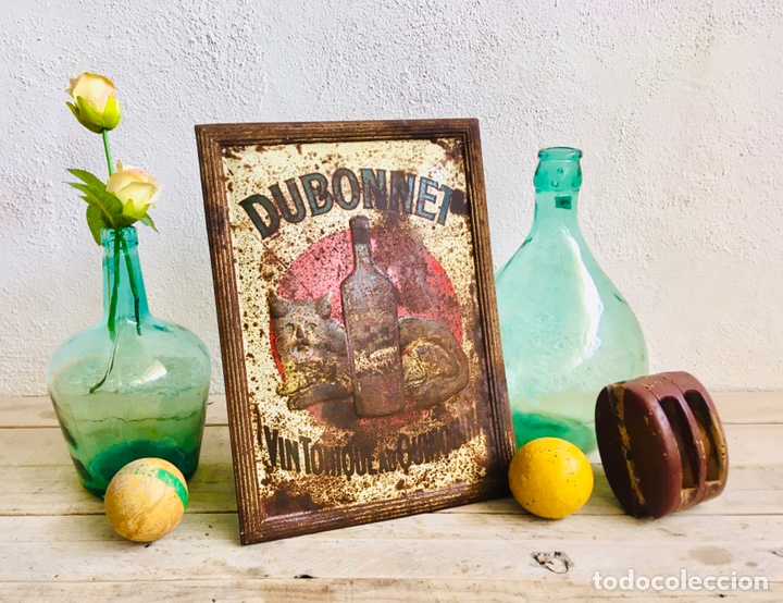 Affiches: LETRERO PUBLICITARIO DUBONNET PLACA DECORATIVA VINOS Y LICORES CARTEL DE PARED ANTIGUA CHAPA METAL