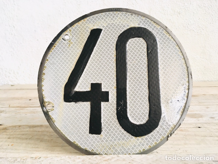 Affiches: SE&Ntilde;AL DE TRAFICO PLACA LIMITACION VELOCIDAD CAMIONES CHAPA 40 CARTEL CIRCULACION LETRERO VINTAGE