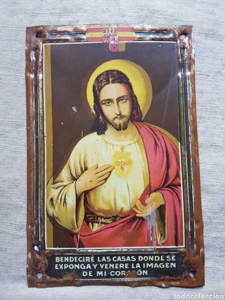 Carteles: Placa puerta Sagrado Corazon epoca Alfonsina - Foto 1