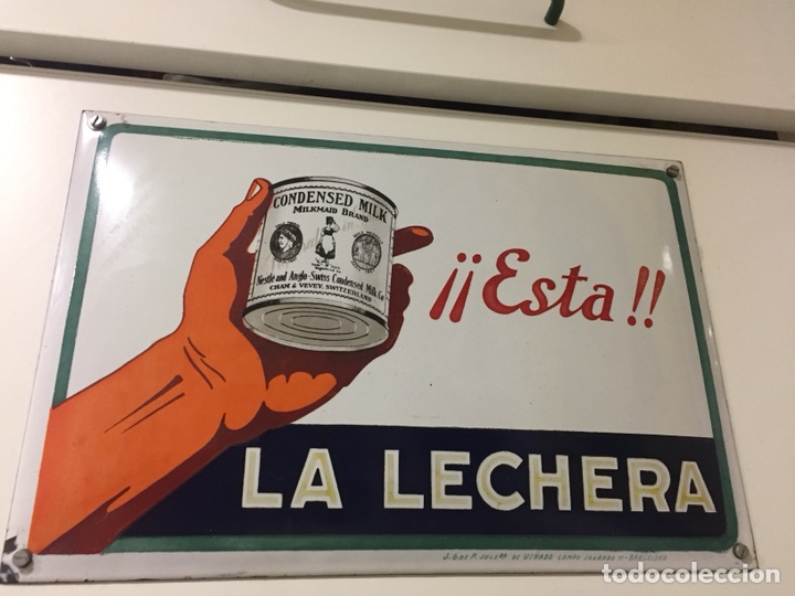 Carteles: Placa Chapa esmaltada la lechera muy rara - Foto 1