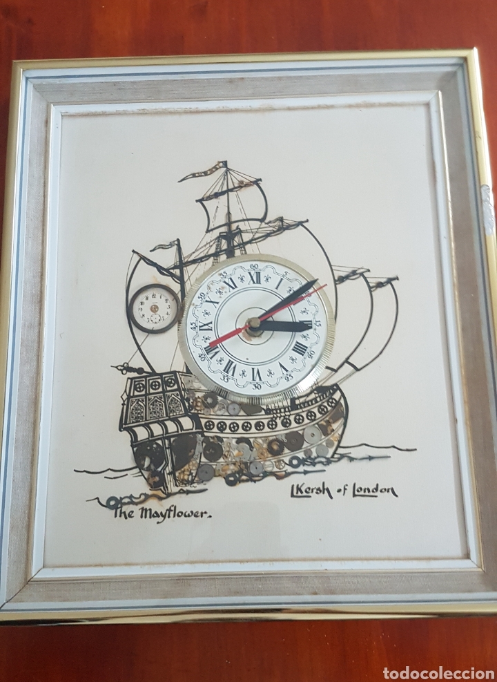 Affiches: CUADRO CON RELOJ, CON PIEZAS DE RELOJES CERTIFICADO Y FIRMADO L.KERSH LONDRES