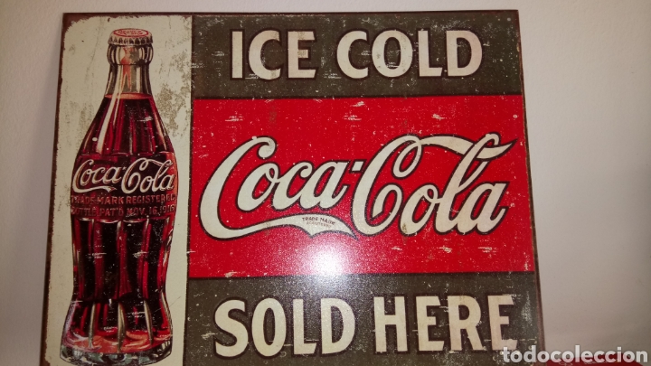 Carteles: PLACA MET&Aacute;LICA REPRO DE COCA-COLA. - Foto 1