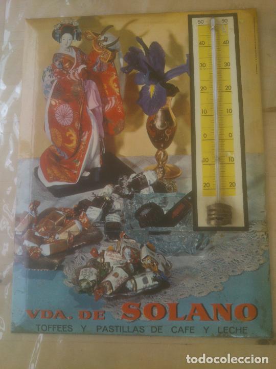 Carteles: VINTAGE CHAPA / PLACA TERMÓMETRO Viuda de SOLANO Año 1964 METAL / HOJALATA - Foto 1 - 257905535