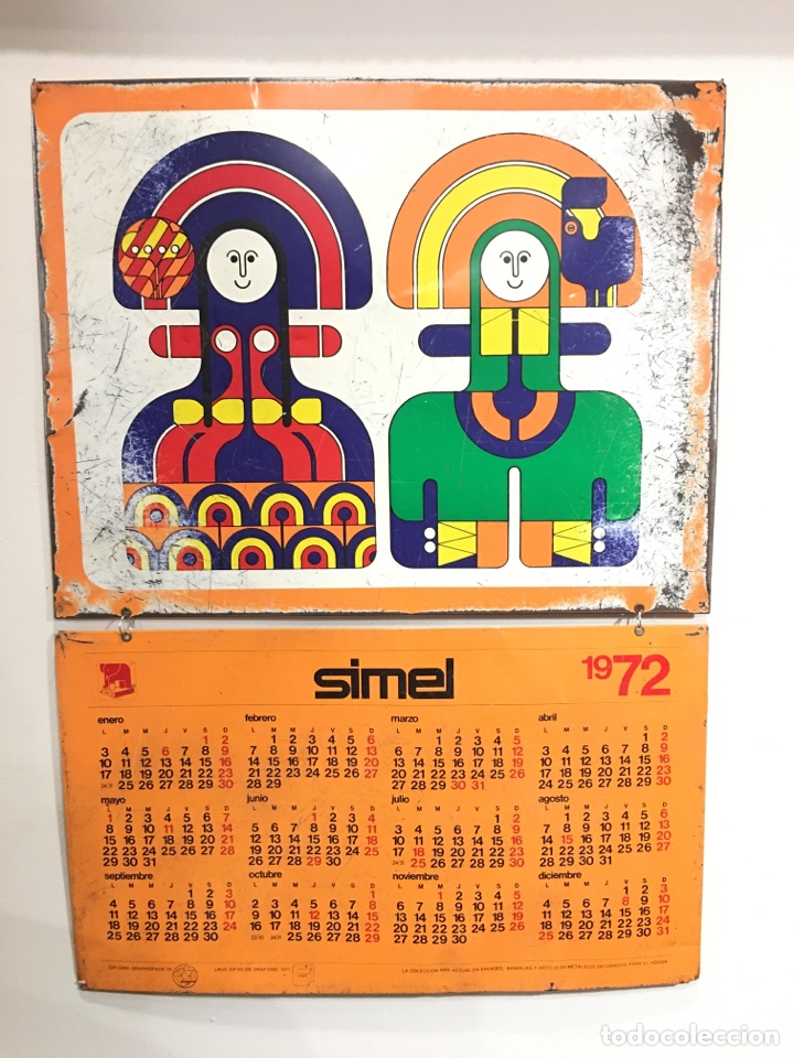 Affiches: ANTIGUO CALENDARIO DE LATA CON PUBLICIDAD DE SIMEL - VICH A&Ntilde;O 1971
