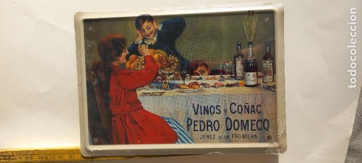 Affiches: VINOS Y CO&Ntilde;AC PEDRO DOMECQ JEREZ. CARTEL DE CHAPA PUBLICITARIA 17,5 x12,5 CM LOS ANUNCIOS DE TU VIDA