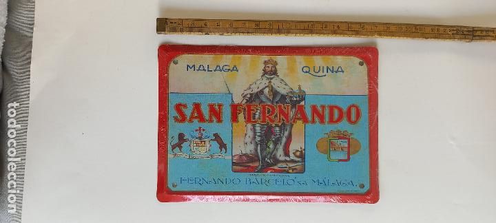 Affiches: SAN FERNANDO MALAGA QUINA BARCELO CARTEL DE CHAPA PUBLICITARIA 17,5 x12,5 CM LOS ANUNCIOS DE TU VIDA