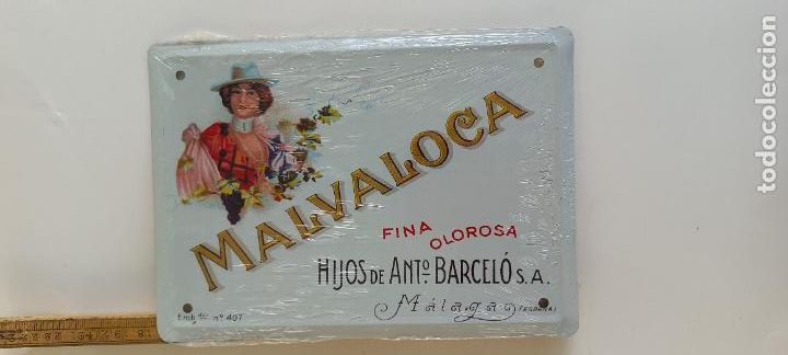 Plakate: MALVALOCA, M&Aacute;LAGA. VINO BARCELO. CARTEL DE CHAPA PUBLICITARIA 17,5 x12,5 CM LOS ANUNCIOS DE TU VIDA