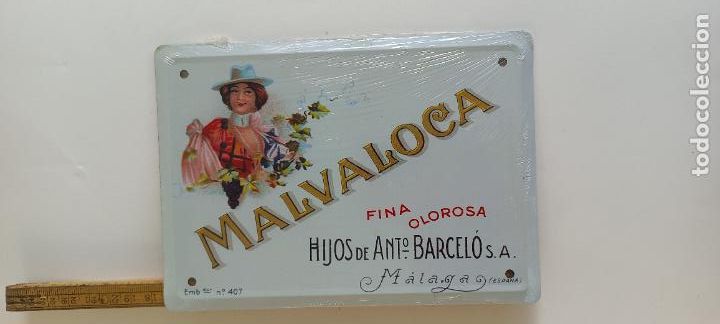 Posters: MALVALOCA, M&Aacute;LAGA. VINO BARCELO. CARTEL DE CHAPA PUBLICITARIA 17,5 x12,5 CM LOS ANUNCIOS DE TU VIDA