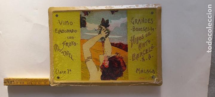 Affiches: VINO MOSCATEL. MALAGA, HIJOS ANTONIO BARCELO. CARTEL DE CHAPA PUBLICITARIA. LOS ANUNCIOS DE TU VIDA