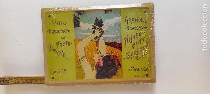 Affiches: VINO MOSCATEL. MALAGA, HIJOS ANTONIO BARCELO. CARTEL DE CHAPA PUBLICITARIA. LOS ANUNCIOS DE TU VIDA