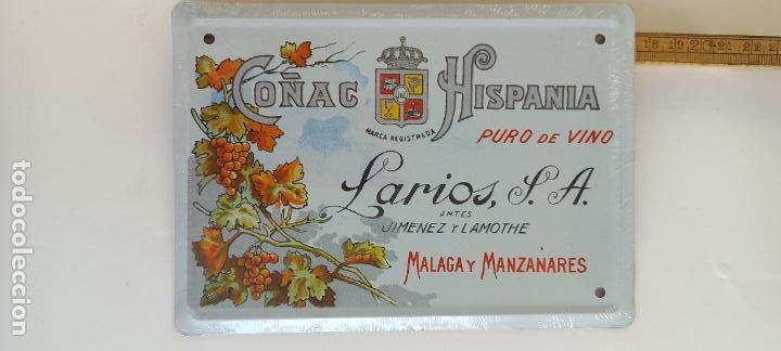 Posters: CO&Ntilde;AC HISPANIA. LARIOS S.A. MALAGA Y MANZANARES CARTEL CHAPA PUBLICITARIA. LOS ANUNCIOS DE TU VIDA